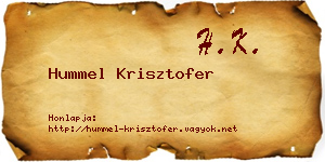Hummel Krisztofer névjegykártya